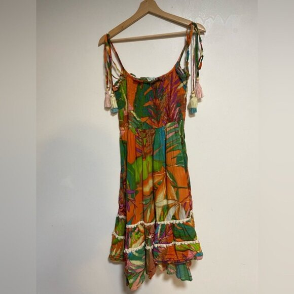 True Destination Boho Tropical Tassel Strap Dress – Size M - Picture 3 of 9